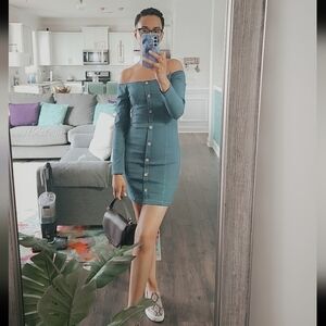 BLASHE off the shoulder denim dress size Small